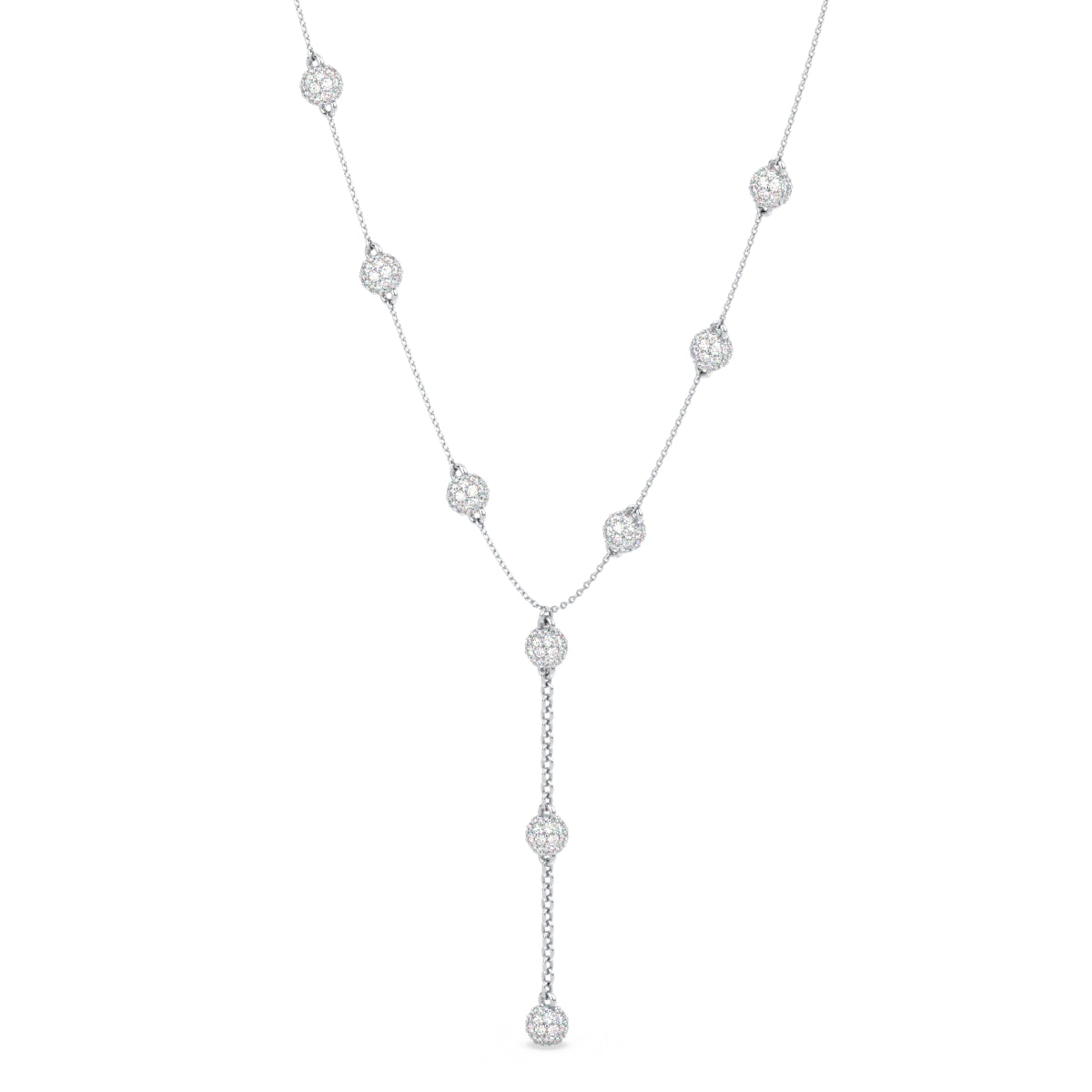 SOPHIA LARIAT ROUND CUT LAB GROWN DIAMOND SPHERE ELEGANT NECKLACE, GOLD