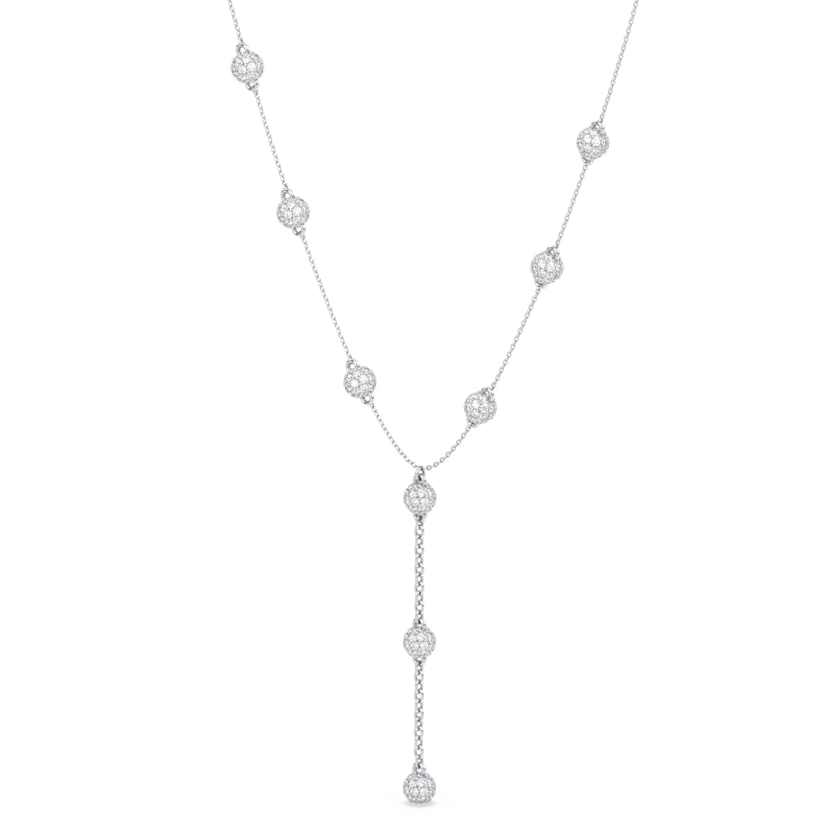 SOPHIA LARIAT ROUND CUT LAB GROWN DIAMOND SPHERE ELEGANT NECKLACE, GOLD