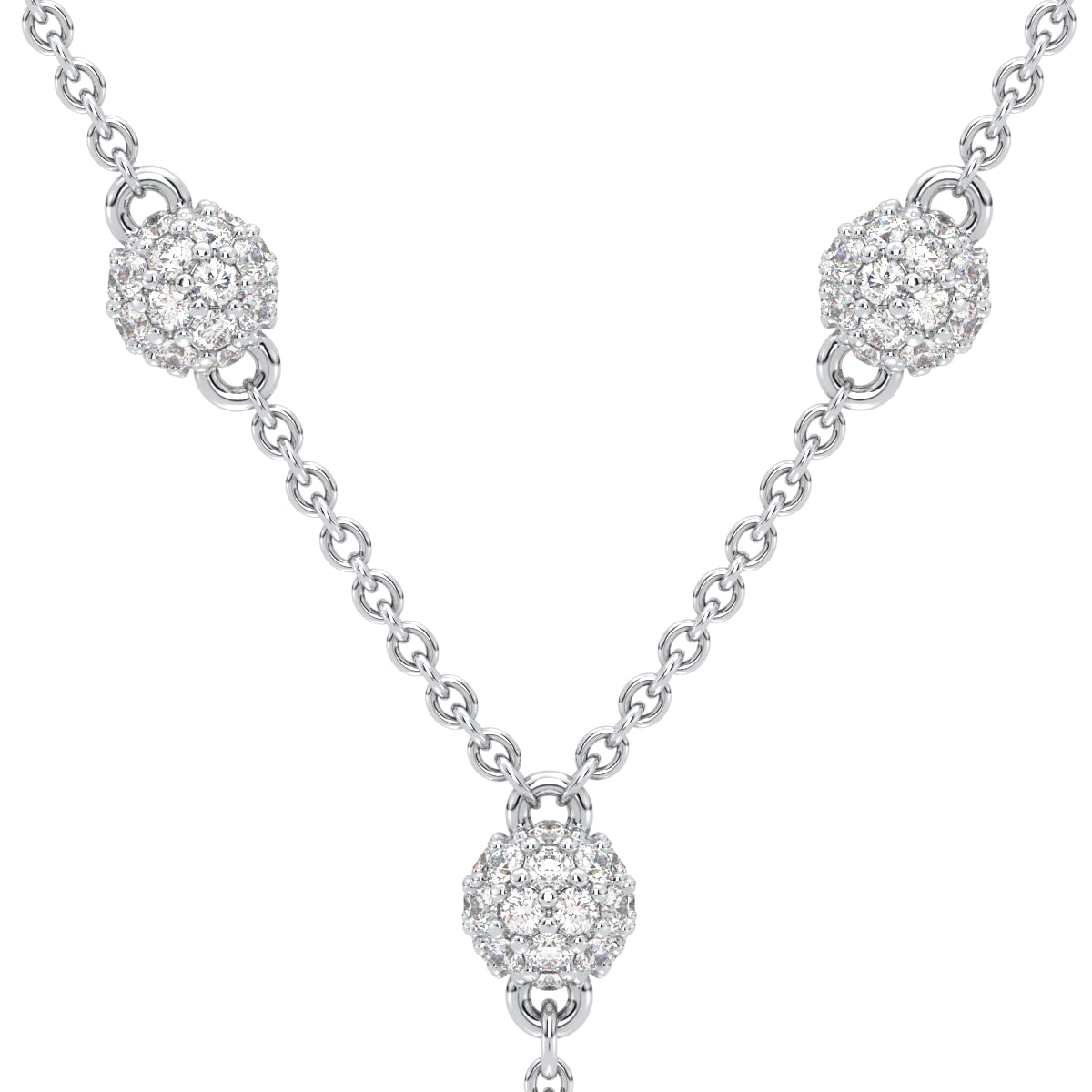 SOPHIA LARIAT ROUND CUT LAB GROWN DIAMOND SPHERE ELEGANT NECKLACE, GOLD