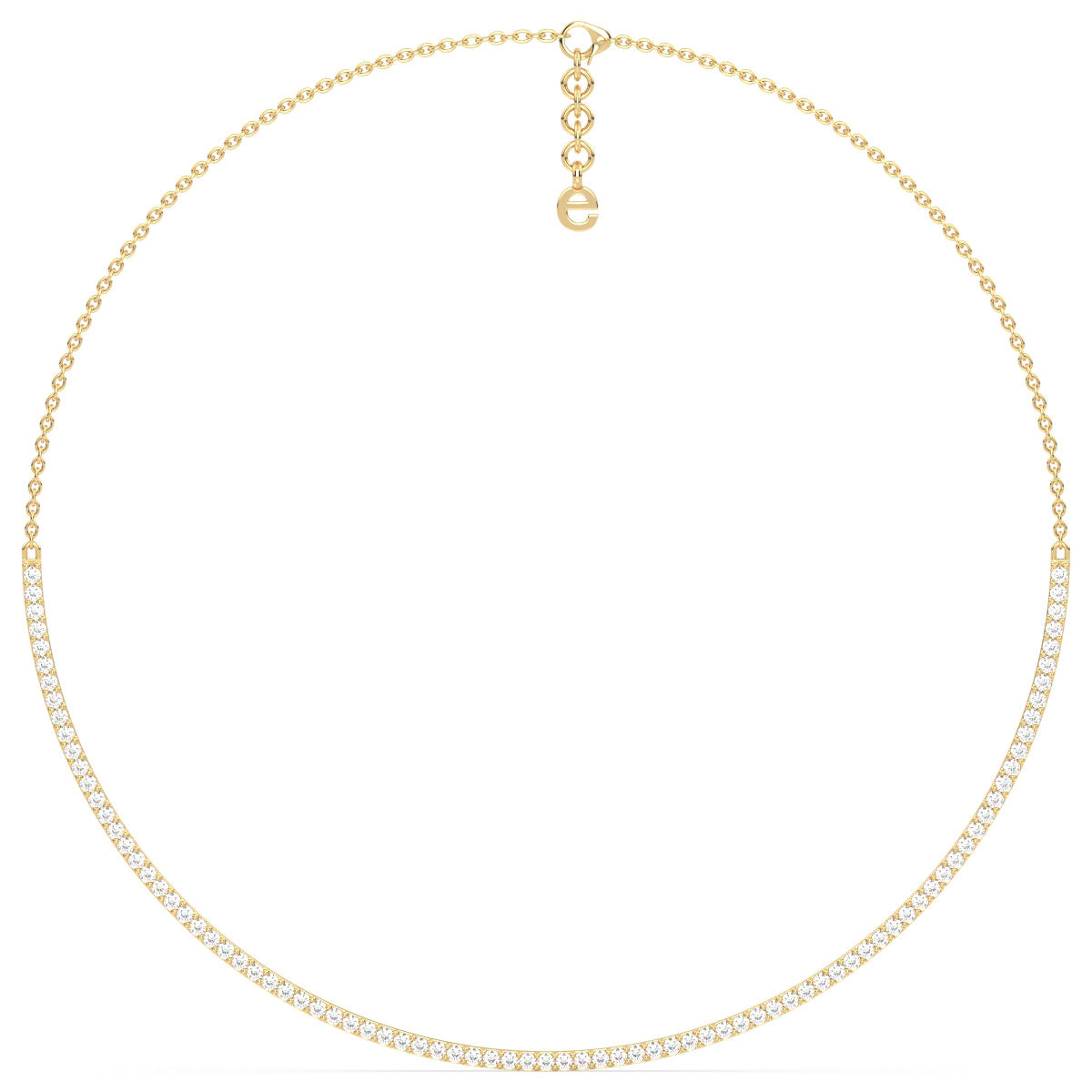 SOPHIA ROUND CUT LAB GROWN DIAMOND RIVIERE STATEMENT NECKLACE, GOLD