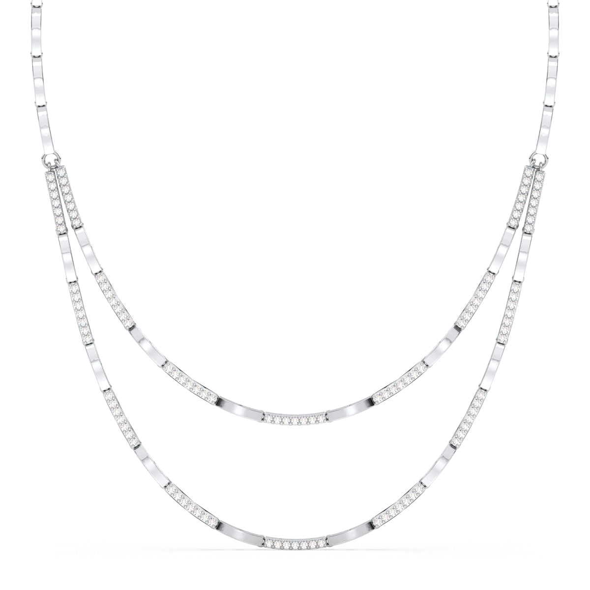 CLARETTE LAYERED ROUND CUT LAB GROWN DIAMOND NECKLACE, GOLD