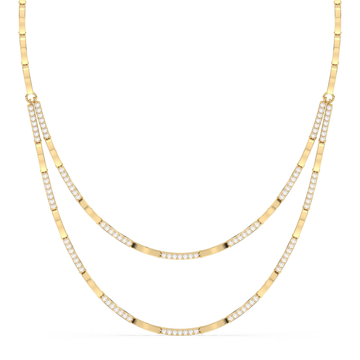 CLARETTE LAYERED ROUND CUT LAB GROWN DIAMOND NECKLACE, GOLD