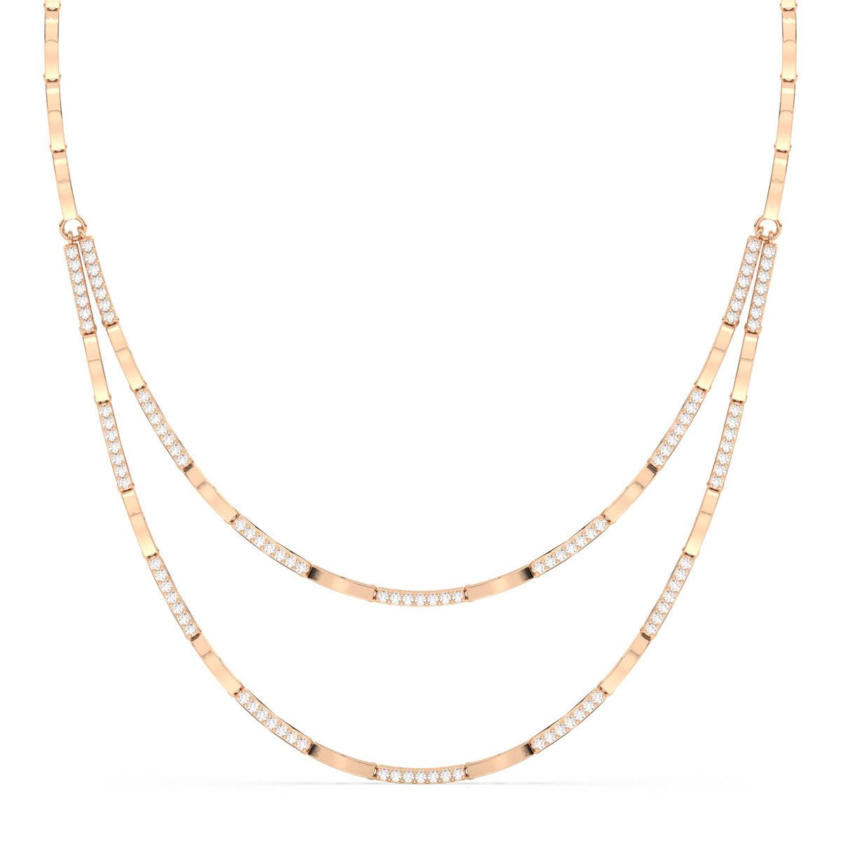 CLARETTE LAYERED ROUND CUT LAB GROWN DIAMOND NECKLACE, GOLD