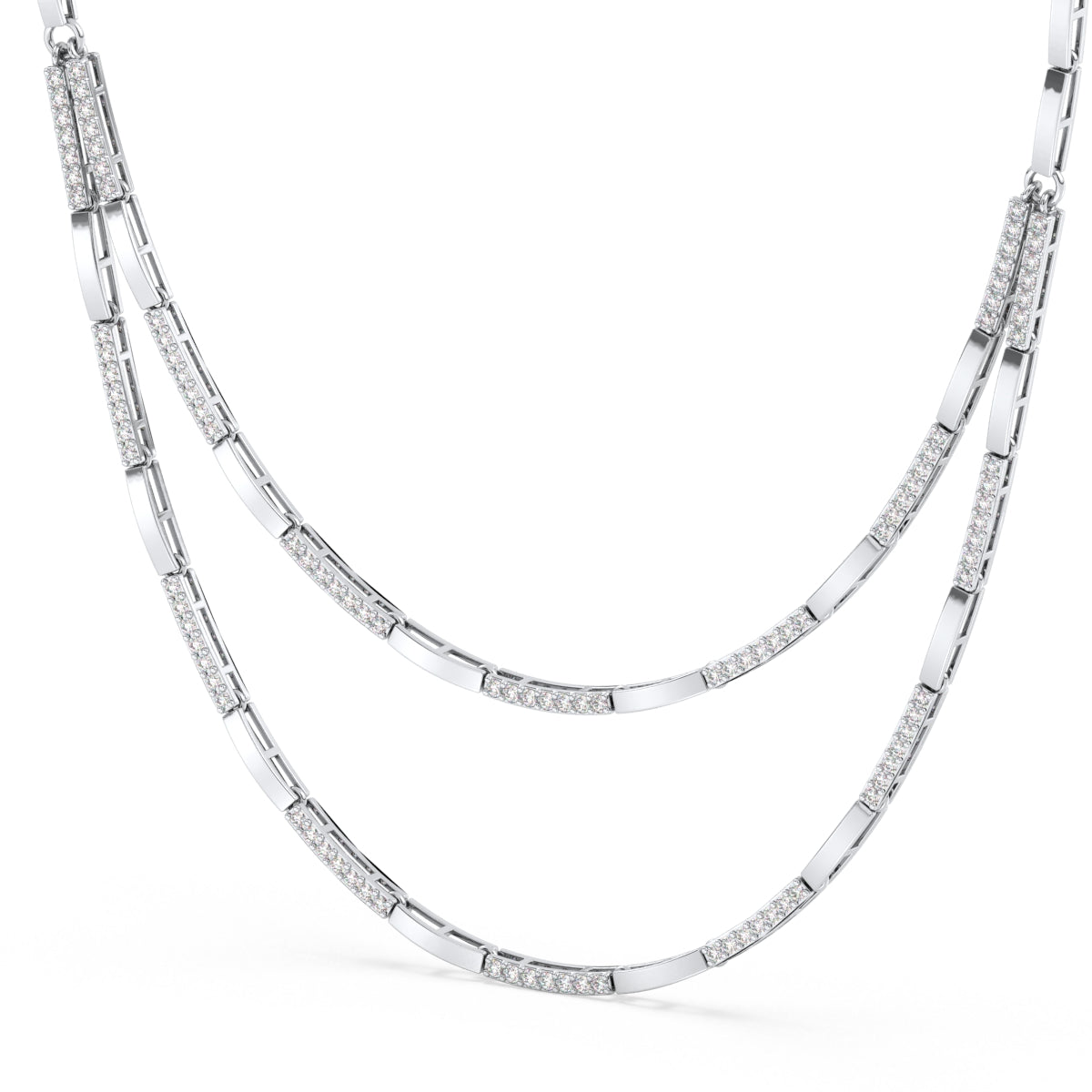 CLARETTE LAYERED ROUND CUT LAB GROWN DIAMOND NECKLACE, GOLD