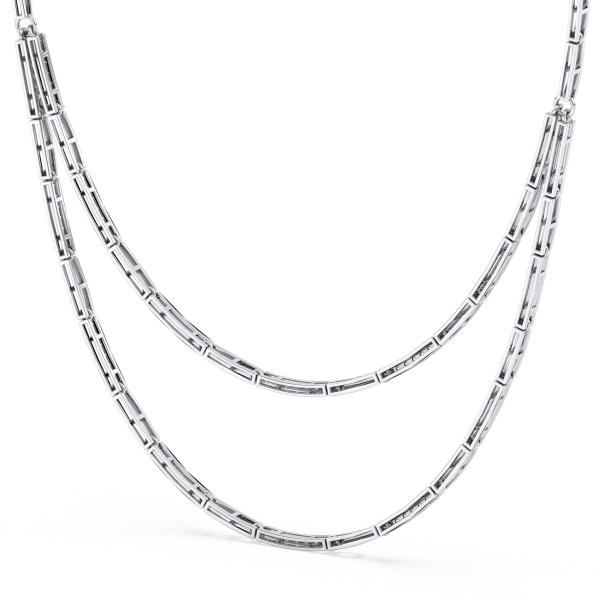 CLARETTE LAYERED ROUND CUT LAB GROWN DIAMOND NECKLACE, GOLD