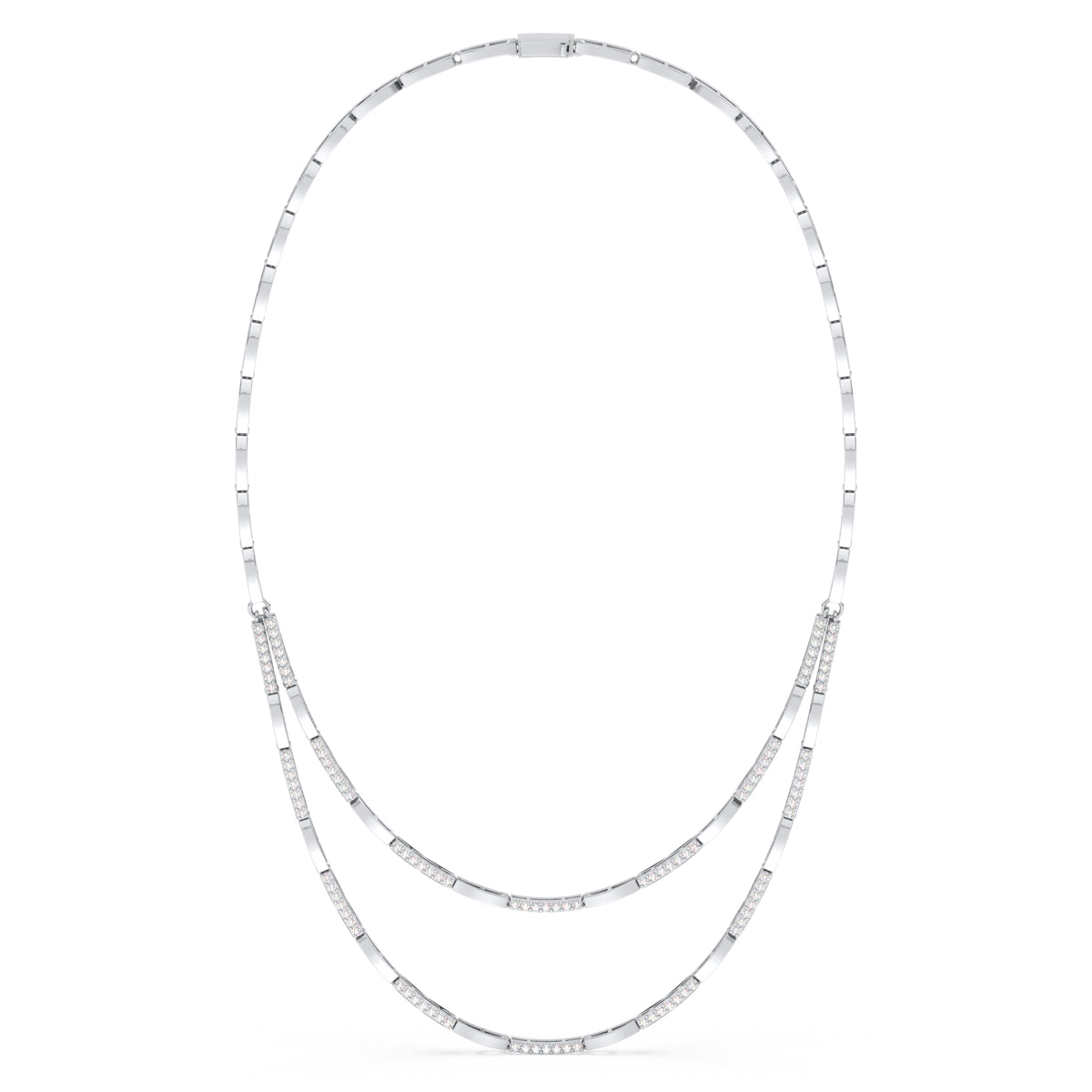 CLARETTE LAYERED ROUND CUT LAB GROWN DIAMOND NECKLACE, GOLD