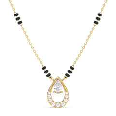 MARGUERITE PEAR AND ROUND CUT LAB GROWN DIAMOND ELEGANT MANGALSUTRA, GOLD