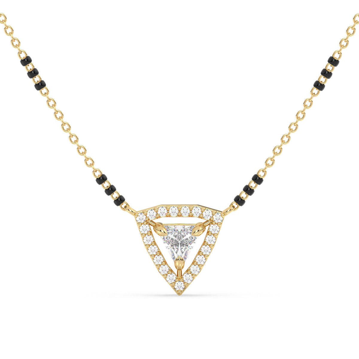 DAMAS HALO TRILLION CUT LAB GROWN DIAMOND MANGALSUTRA, GOLD