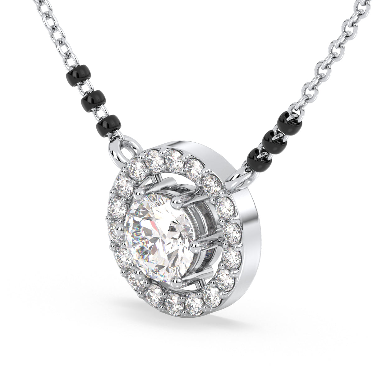 SOPHIA HALO ROUND CUT LAB GROWN DIAMOND MANGALSUTRA, GOLD