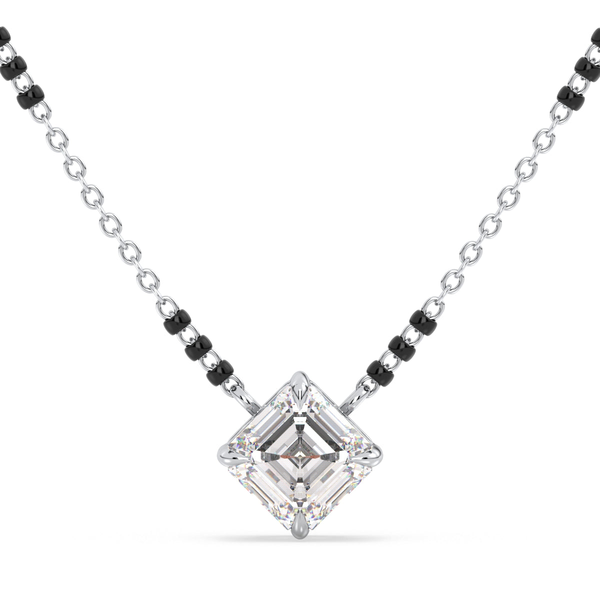 AZALEA ASSCHER CUT LAB GROWN DIAMOND SOLITAIRE MANGALSUTRA, GOLD