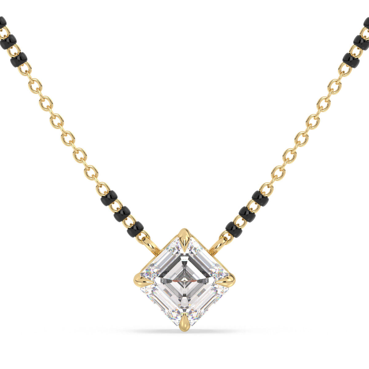 AZALEA ASSCHER CUT LAB GROWN DIAMOND SOLITAIRE MANGALSUTRA, GOLD