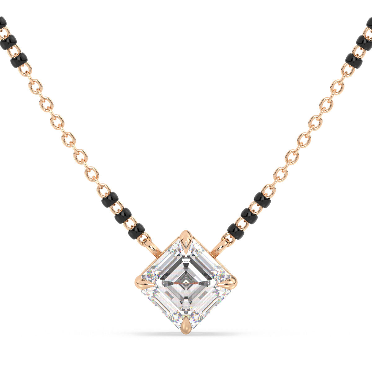 AZALEA ASSCHER CUT LAB GROWN DIAMOND SOLITAIRE MANGALSUTRA, GOLD