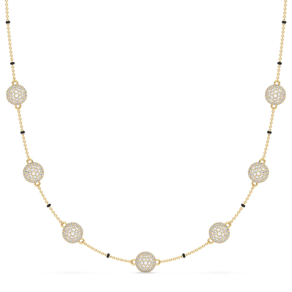 CLARETTE TRENDY LAB GROWN DIAMOND SPHERE MANGALSUTRA, GOLD