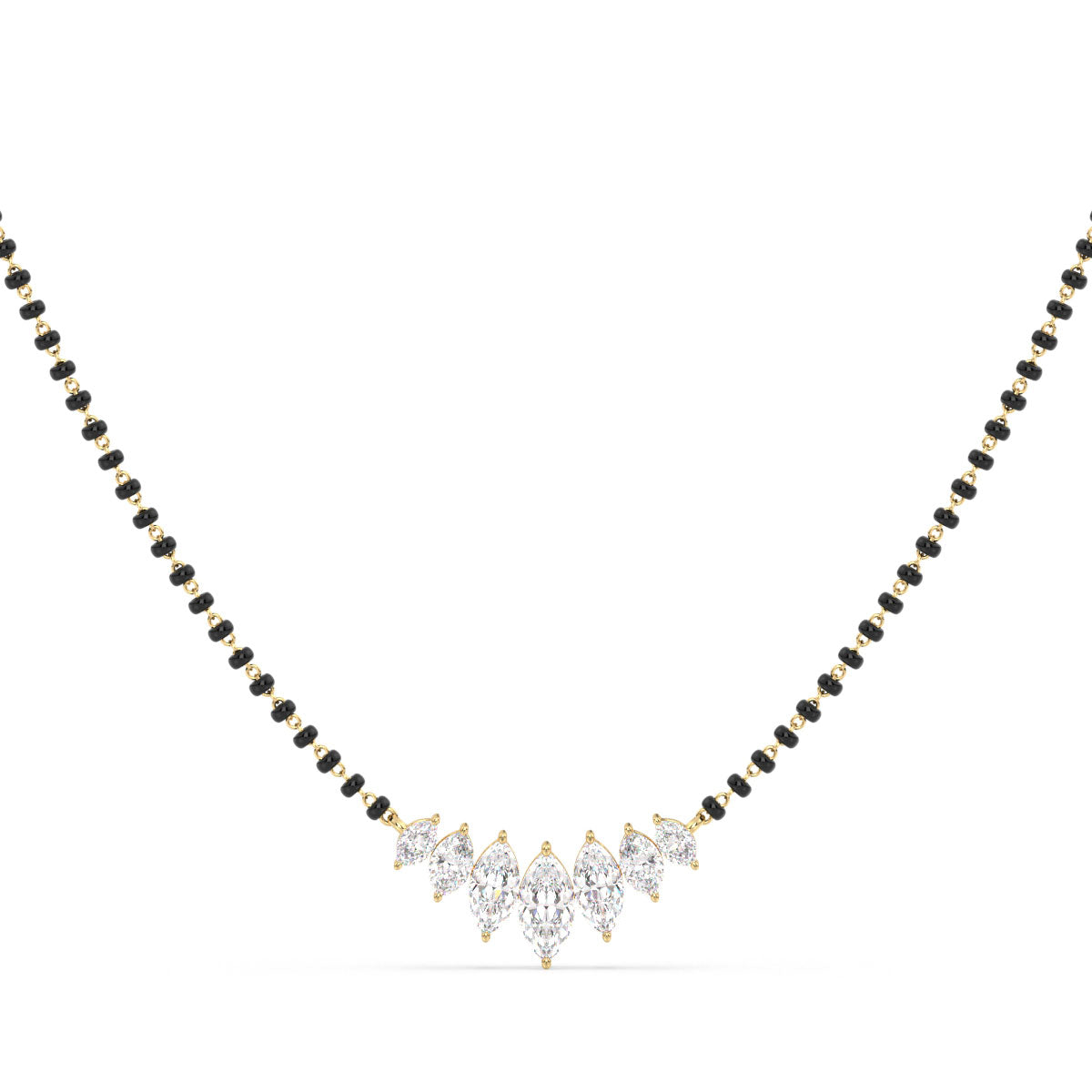 LILETTA ARC SET MARQUISE CUT LAB GROWN DAMOND ELEGANT TRENDY MANGALSUTRA, GOLD