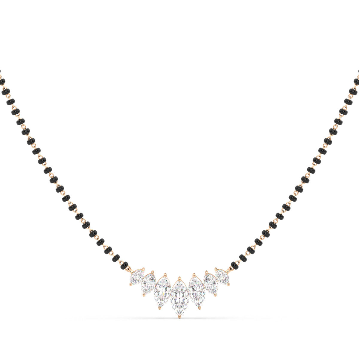 LILETTA ARC SET MARQUISE CUT LAB GROWN DAMOND ELEGANT TRENDY MANGALSUTRA, GOLD