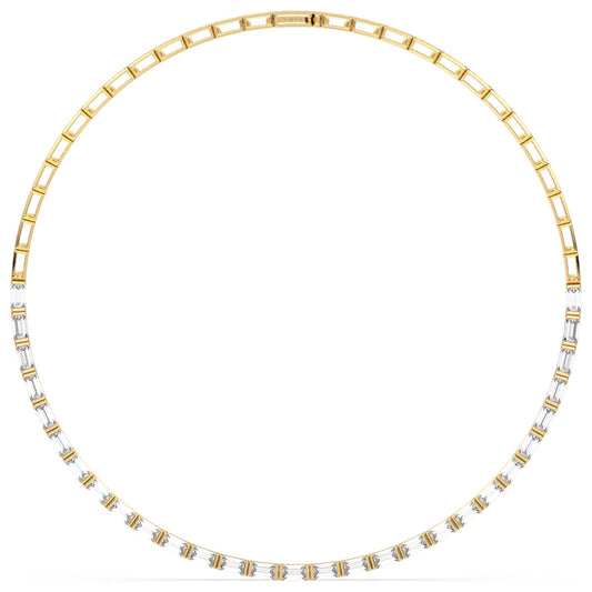 THEA HALF BEZEL SET BAGUETTE CUT LAB GROWN DIAMOND ELEGANT STATEMENT NECKLACE, GOLD