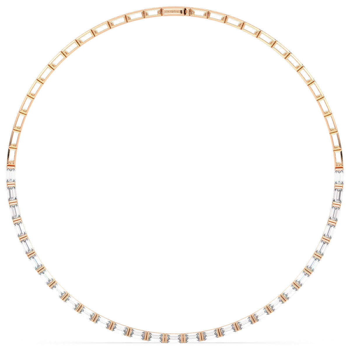 THEA HALF BEZEL SET BAGUETTE CUT LAB GROWN DIAMOND ELEGANT STATEMENT NECKLACE, GOLD