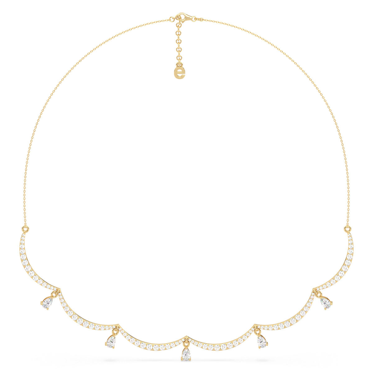 CLARETTE PEAR AND ROUND CUT LAB GROWN DIAMOND NECKLACE, GOLD