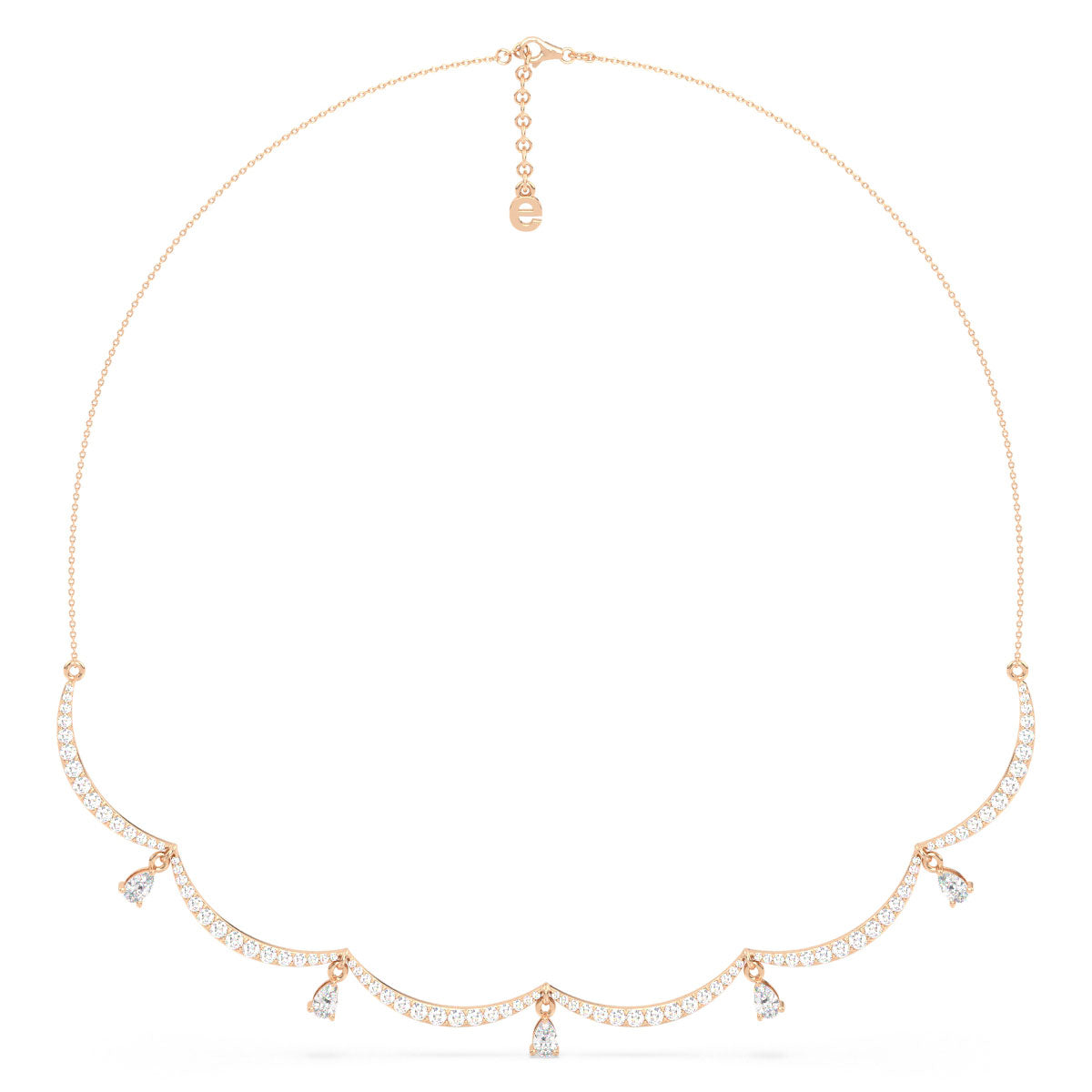 CLARETTE PEAR AND ROUND CUT LAB GROWN DIAMOND NECKLACE, GOLD