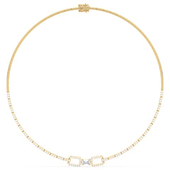 CLARETTE LAB GROWN DIAMOND LINKED ROUND AND EMERALD CUT NECKLACE, GOLD