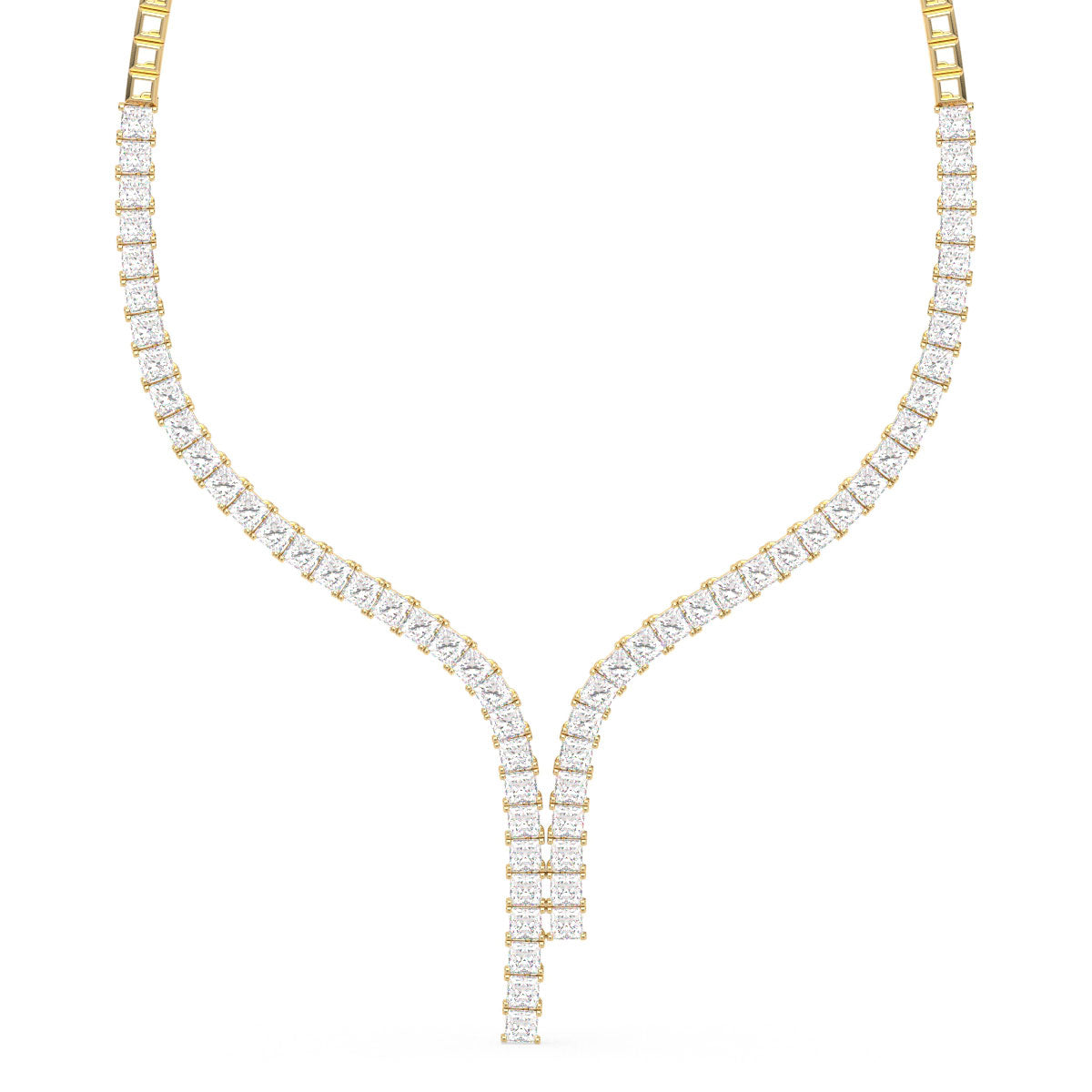 AZALEA LAVALIERE PRINCESS CUT LAB GROWN DIAMOND NECKLACE, GOLD