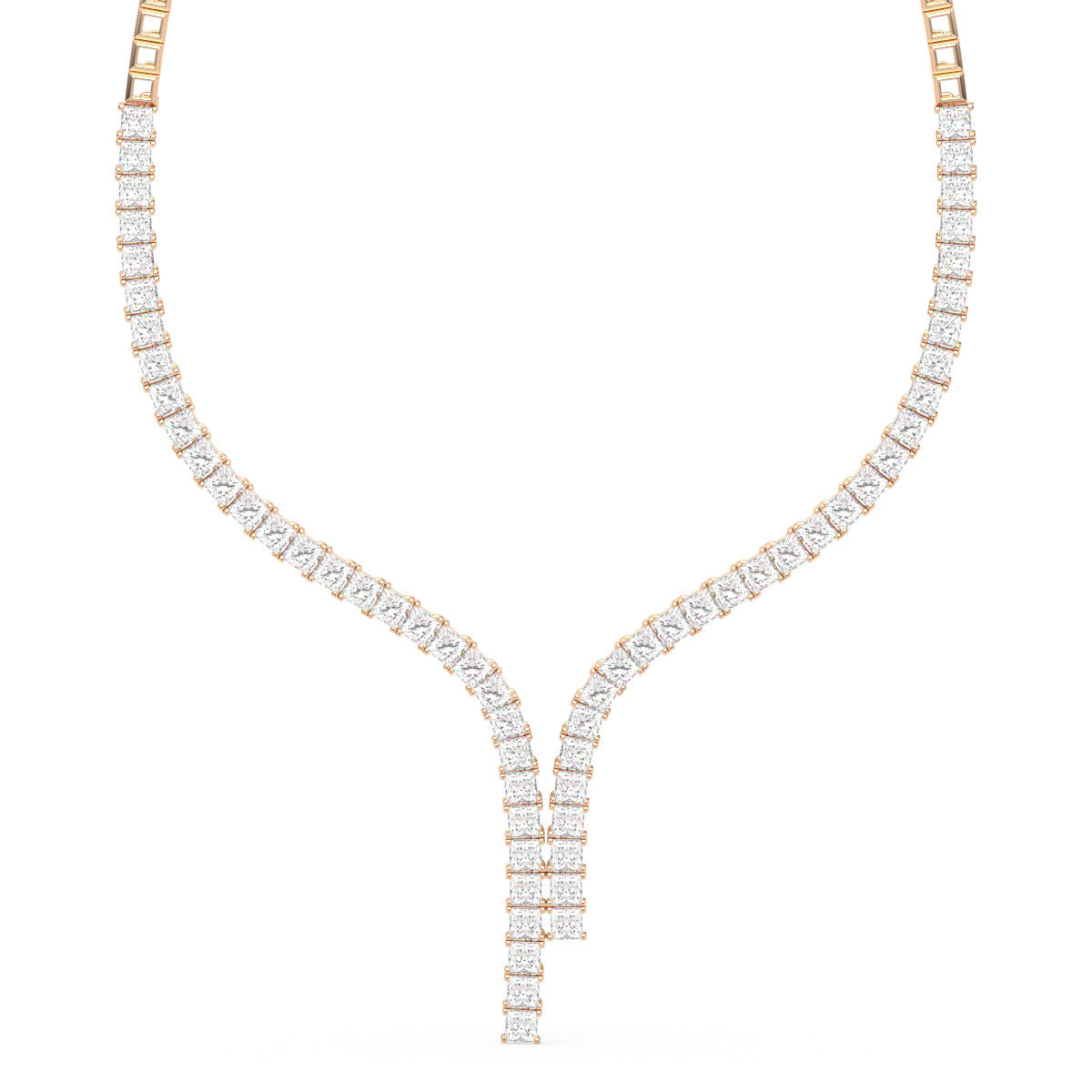 AZALEA LAVALIERE PRINCESS CUT LAB GROWN DIAMOND NECKLACE, GOLD