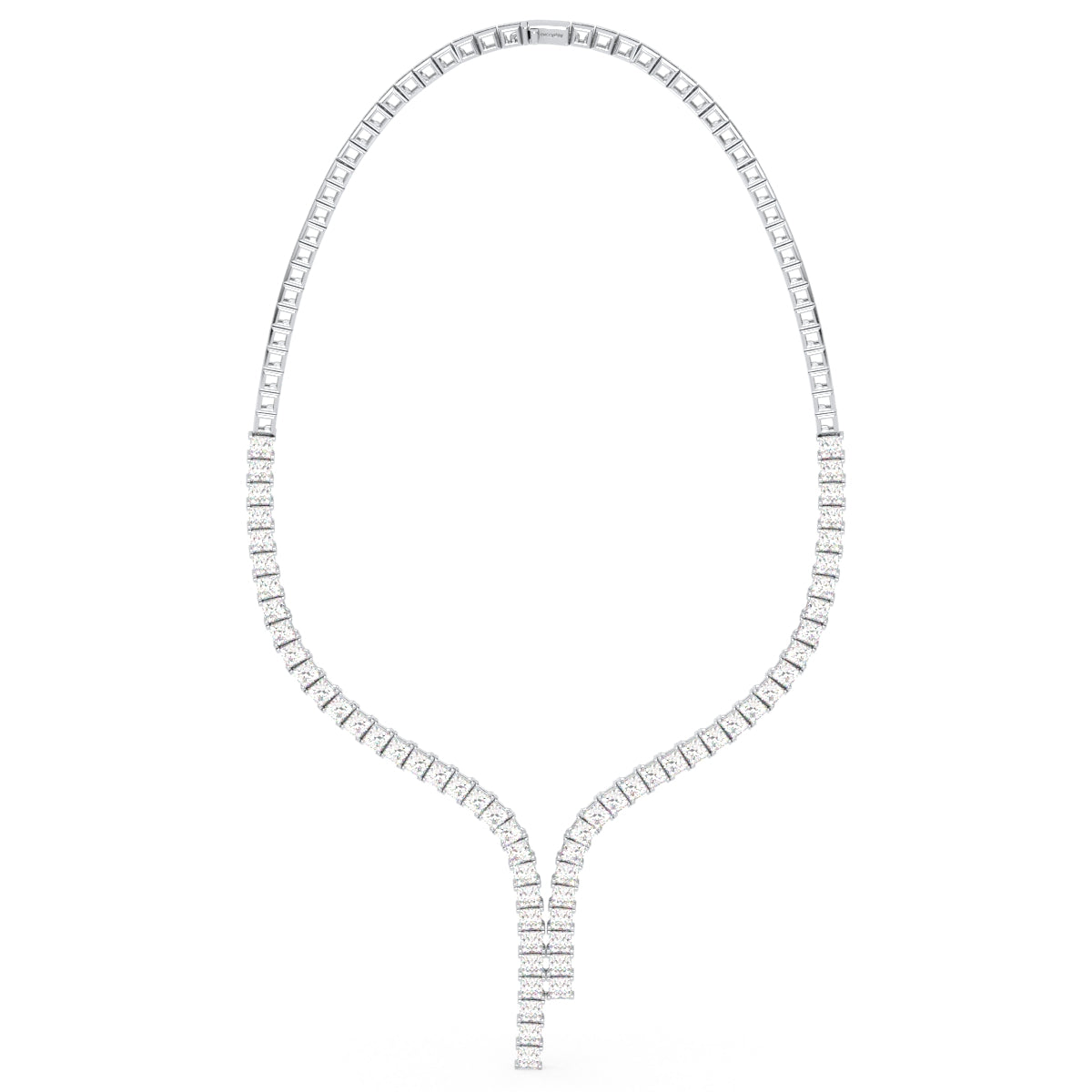 AZALEA LAVALIERE PRINCESS CUT LAB GROWN DIAMOND NECKLACE, GOLD