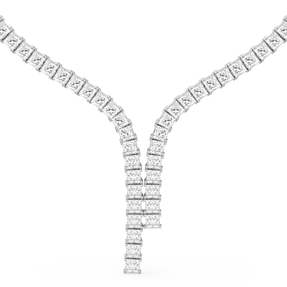 AZALEA LAVALIERE PRINCESS CUT LAB GROWN DIAMOND NECKLACE, GOLD