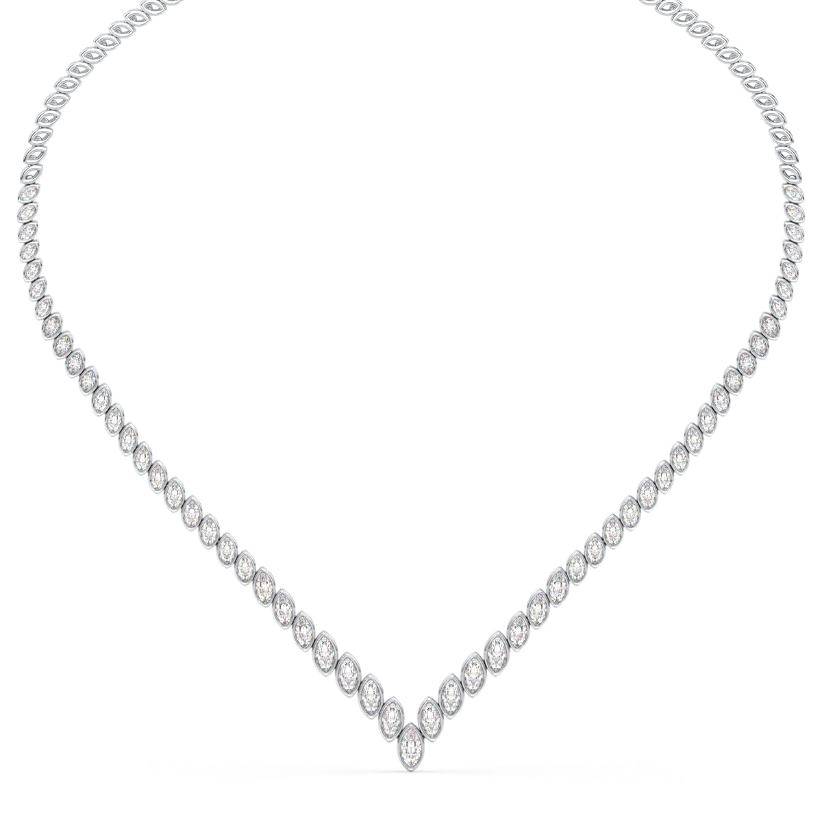 LILETTA BEZEL SET MARQUISE CUT LAB GROWN DIAMOND STATEMENT NECKLACE, GOLD