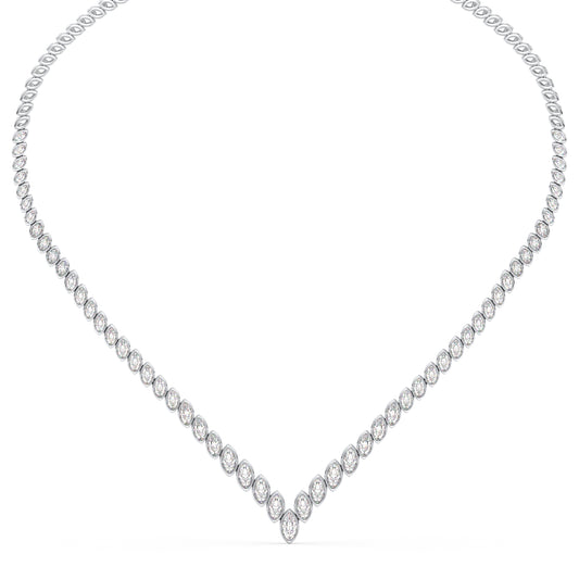 LILETTA BEZEL SET MARQUISE CUT LAB GROWN DIAMOND STATEMENT NECKLACE, GOLD