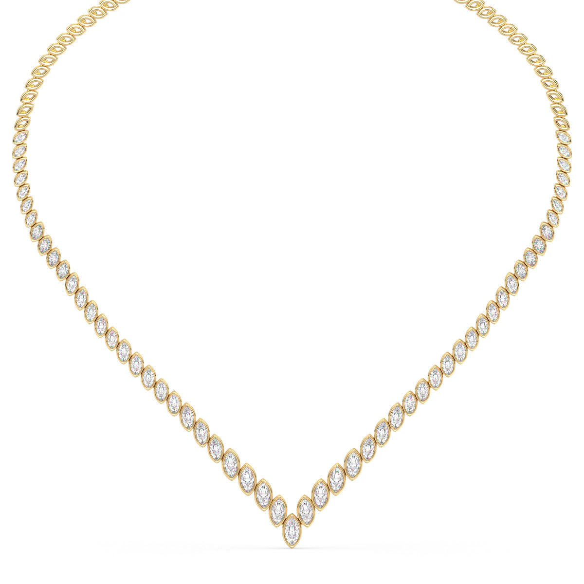 LILETTA BEZEL SET MARQUISE CUT LAB GROWN DIAMOND STATEMENT NECKLACE, GOLD