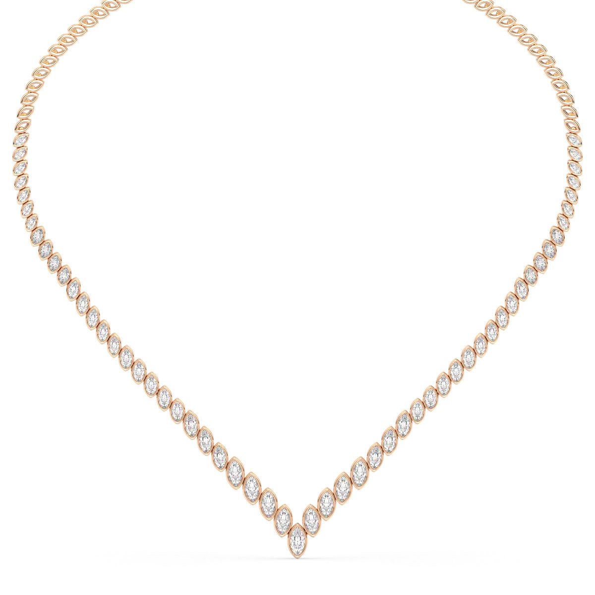 LILETTA BEZEL SET MARQUISE CUT LAB GROWN DIAMOND STATEMENT NECKLACE, GOLD