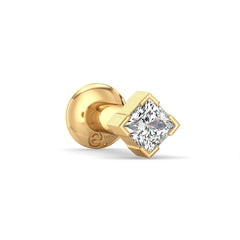 AZALEA PRONG SET PRINCESS CUT LAB GROWN DIAMOND NOSE PIN, GOLD