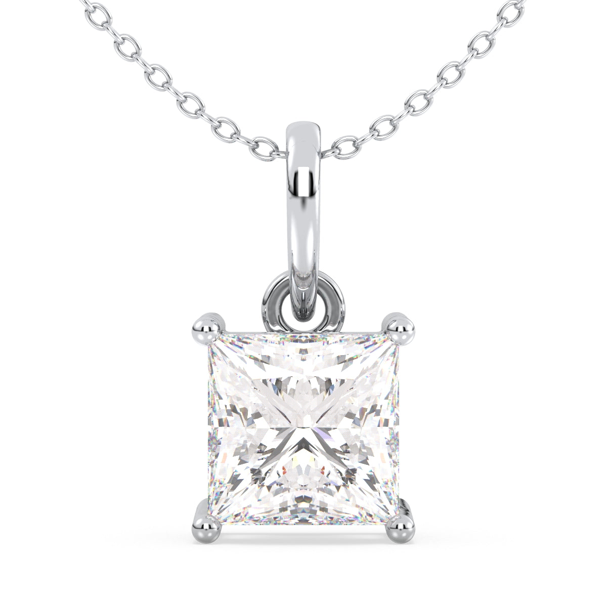 AZALEA PRINCESS CUT LAB GROWN DIAMOND SOLITAIRE PENDANT, GOLD