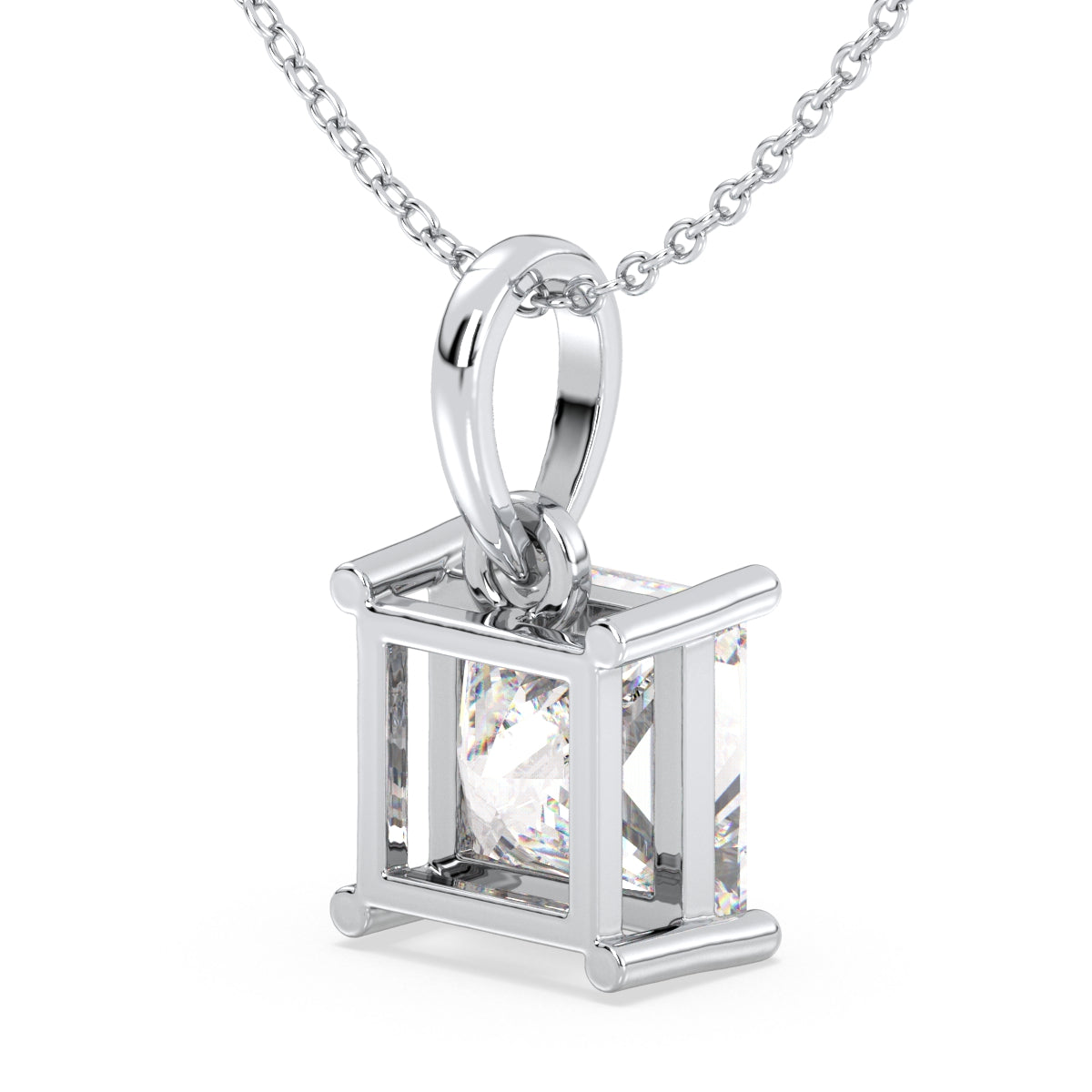 AZALEA PRINCESS CUT LAB GROWN DIAMOND SOLITAIRE PENDANT, GOLD