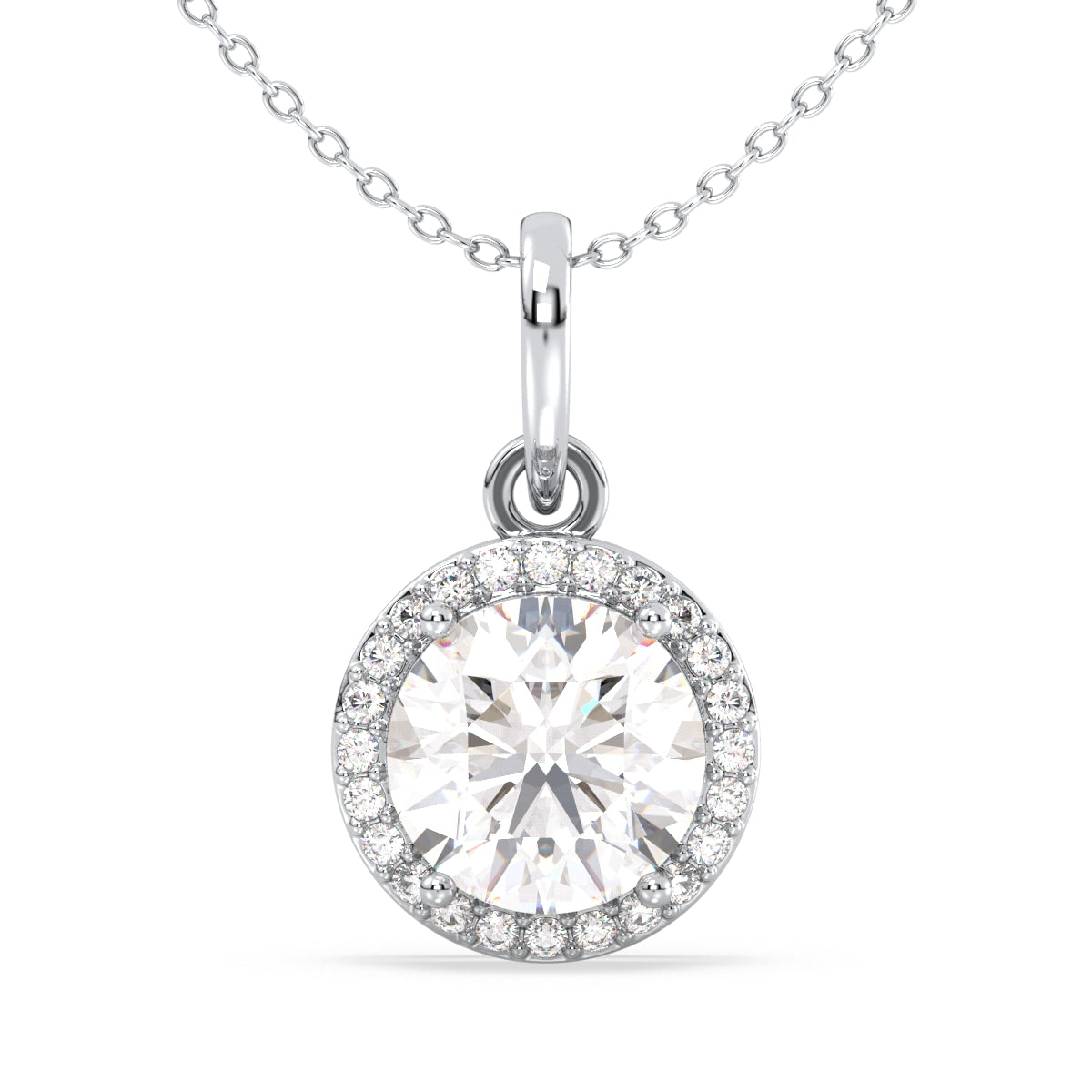 SOPHIA HALO ROUND CUT LAB GROWN DIAMOND SOLITAIRE CLASSIC PENDANT, GOLD