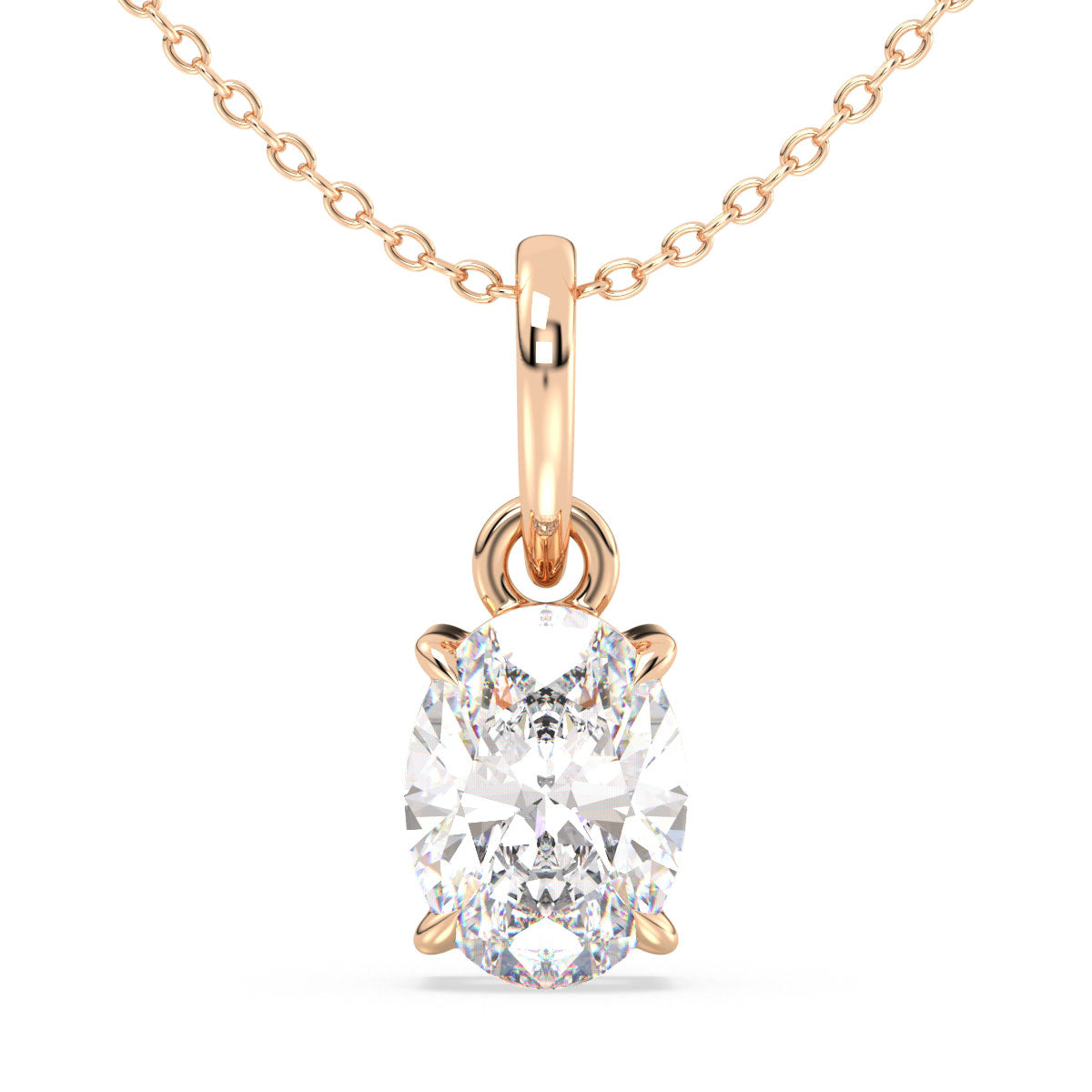 IRENE OVAL CUT LAB GROWN DIAMOND SOLITAIRE ELEGANT PENDANT, GOLD