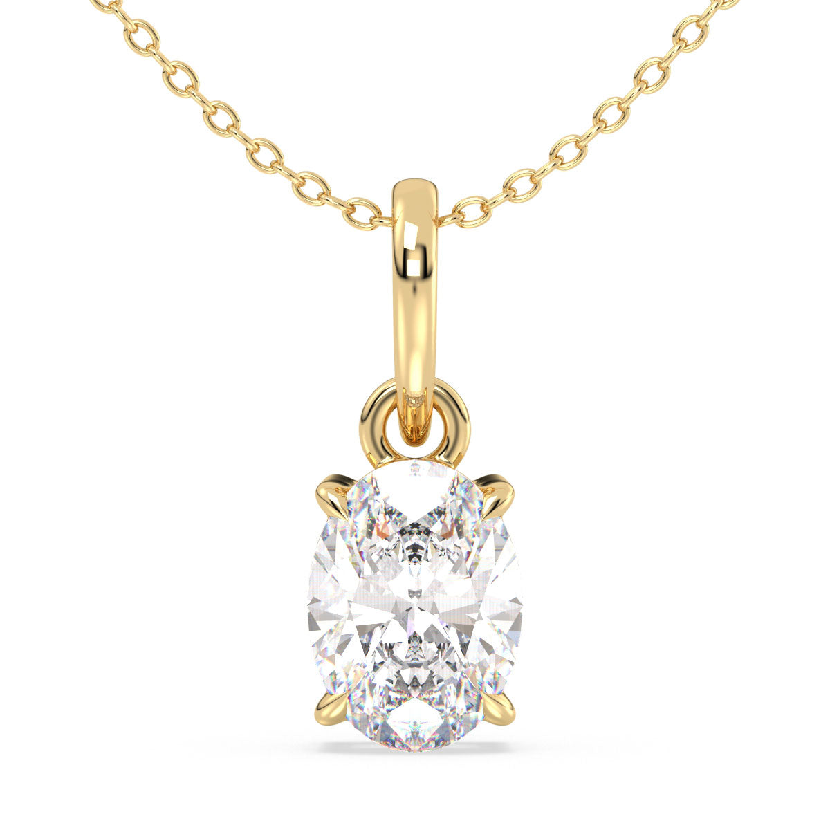 IRENE OVAL CUT LAB GROWN DIAMOND SOLITAIRE ELEGANT PENDANT, GOLD