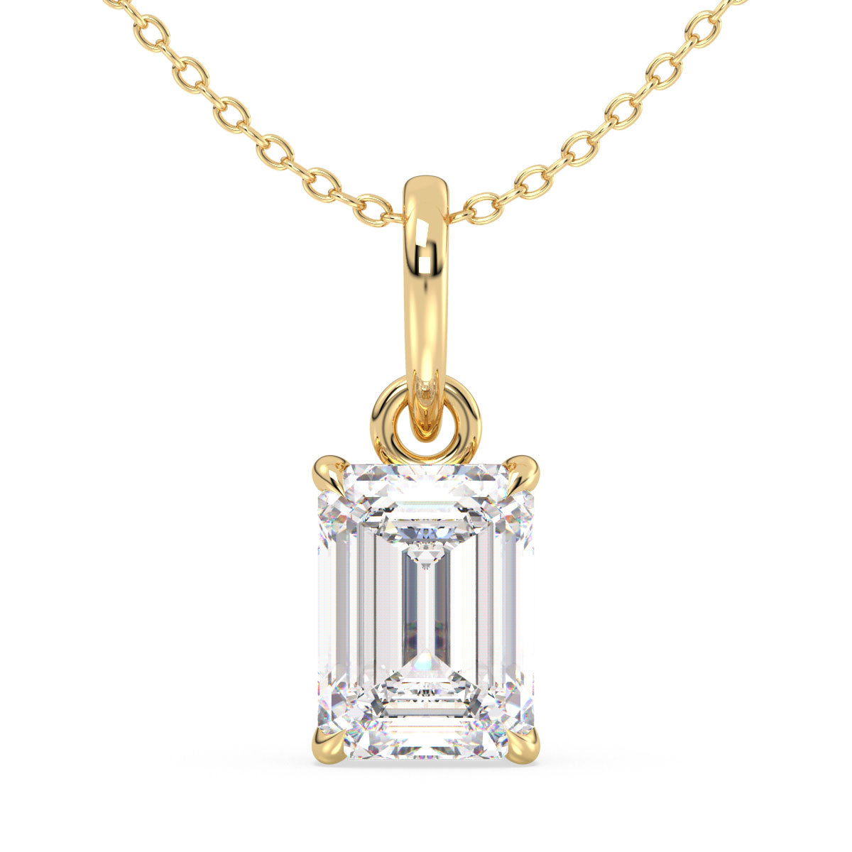 KATE EMERALD CUT LAB GROWN DIAMOND SOLITAIRE PENDANT, GOLD