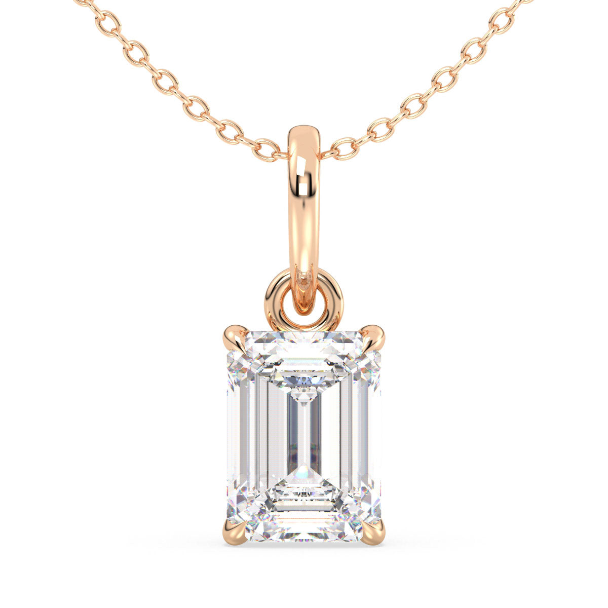 KATE EMERALD CUT LAB GROWN DIAMOND SOLITAIRE PENDANT, GOLD