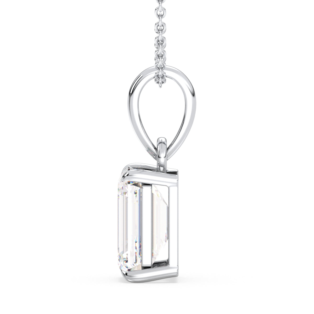 KATE EMERALD CUT LAB GROWN DIAMOND SOLITAIRE PENDANT, GOLD