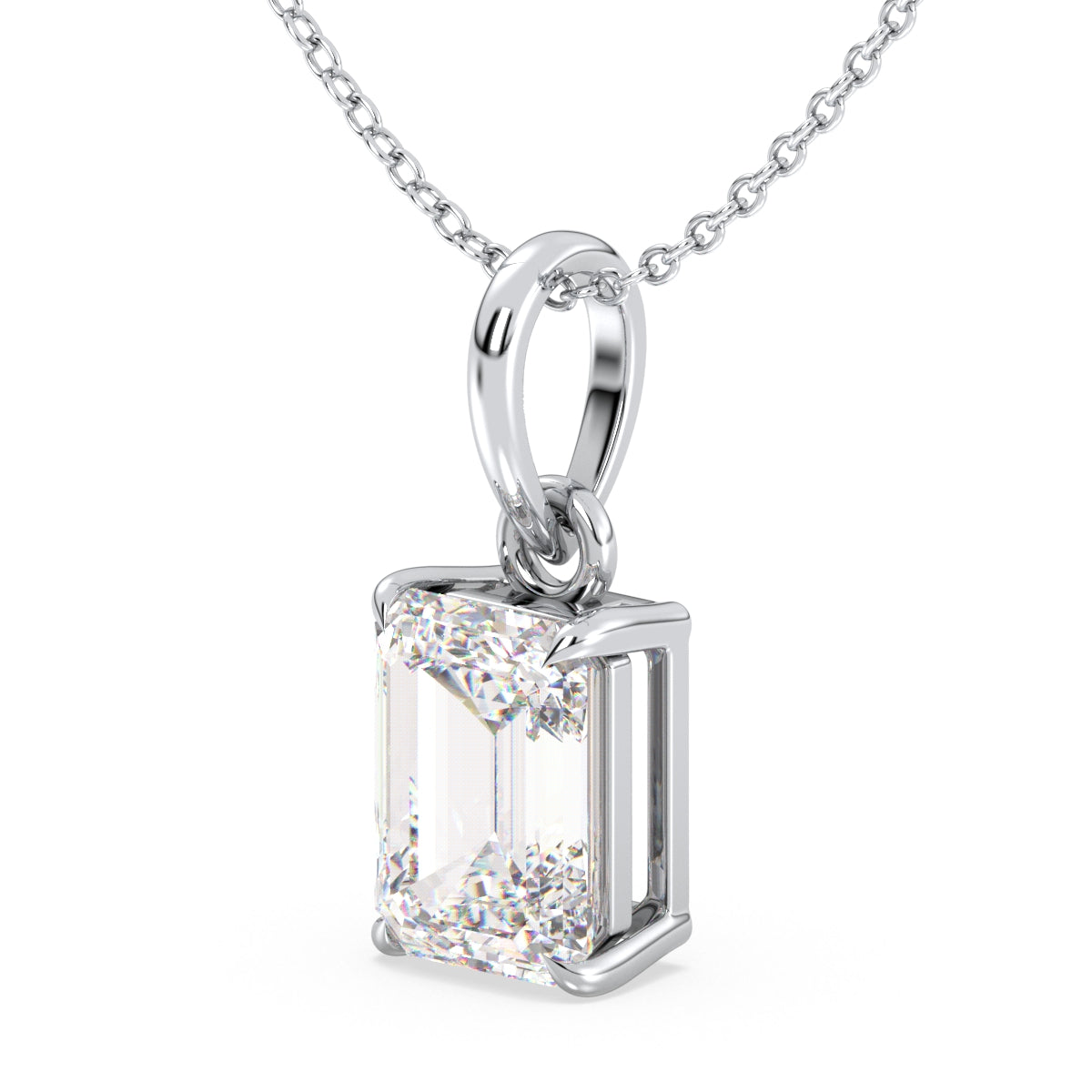 KATE EMERALD CUT LAB GROWN DIAMOND SOLITAIRE PENDANT, GOLD