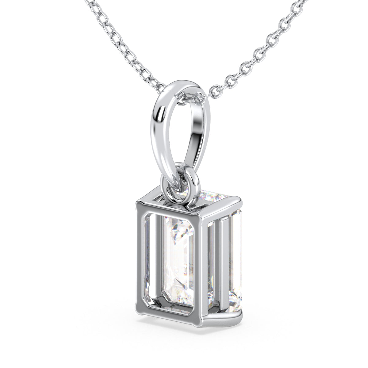 KATE EMERALD CUT LAB GROWN DIAMOND SOLITAIRE PENDANT, GOLD