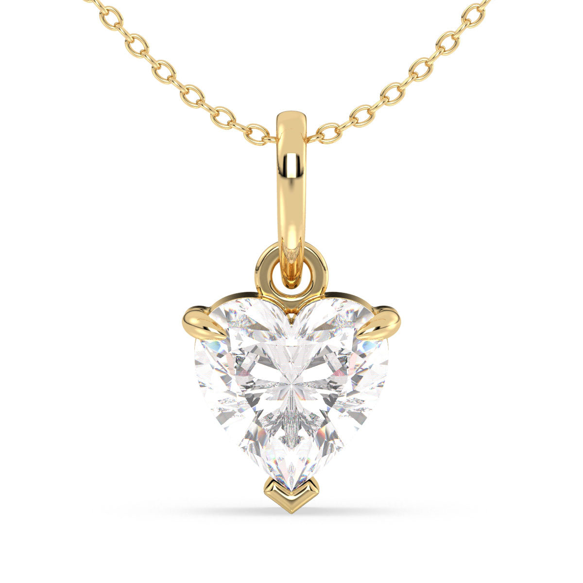 CLEMENCE VALENTINE LOVE HEART CUT LAB GROWN DIAMOND SOLITAIRE CLASSIC PENDANT, GOLD