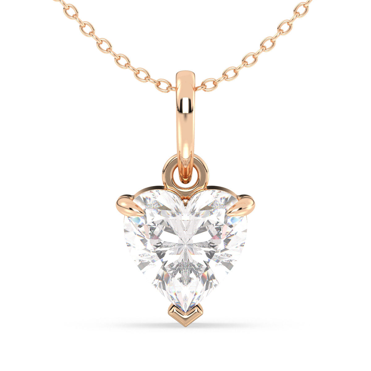 CLEMENCE VALENTINE LOVE HEART CUT LAB GROWN DIAMOND SOLITAIRE CLASSIC PENDANT, GOLD