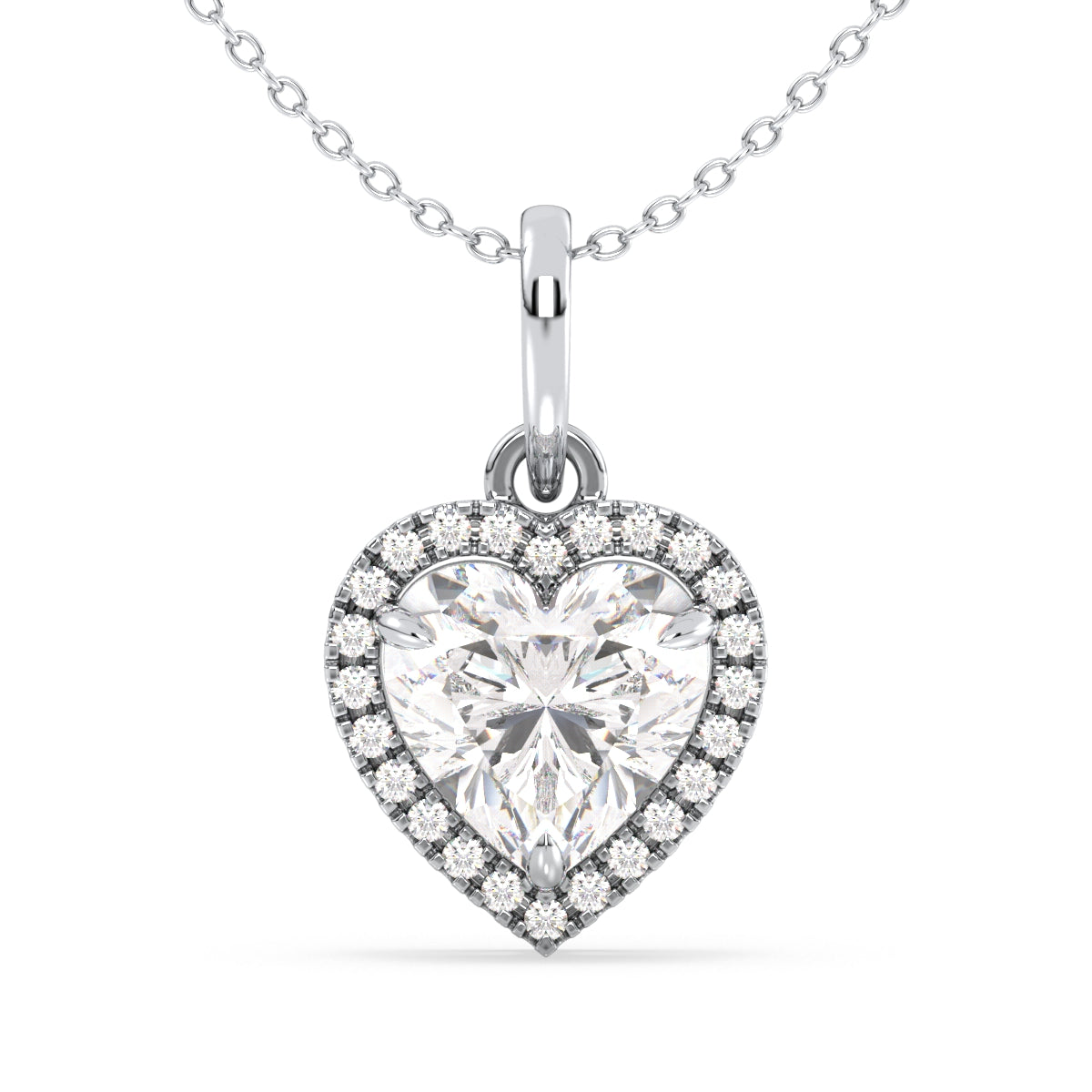 CLEMENCE HALO HEART CUT LAB GROWN DIAMOND SOLITAIRE LOVE VALENTINE PENDANT, GOLD