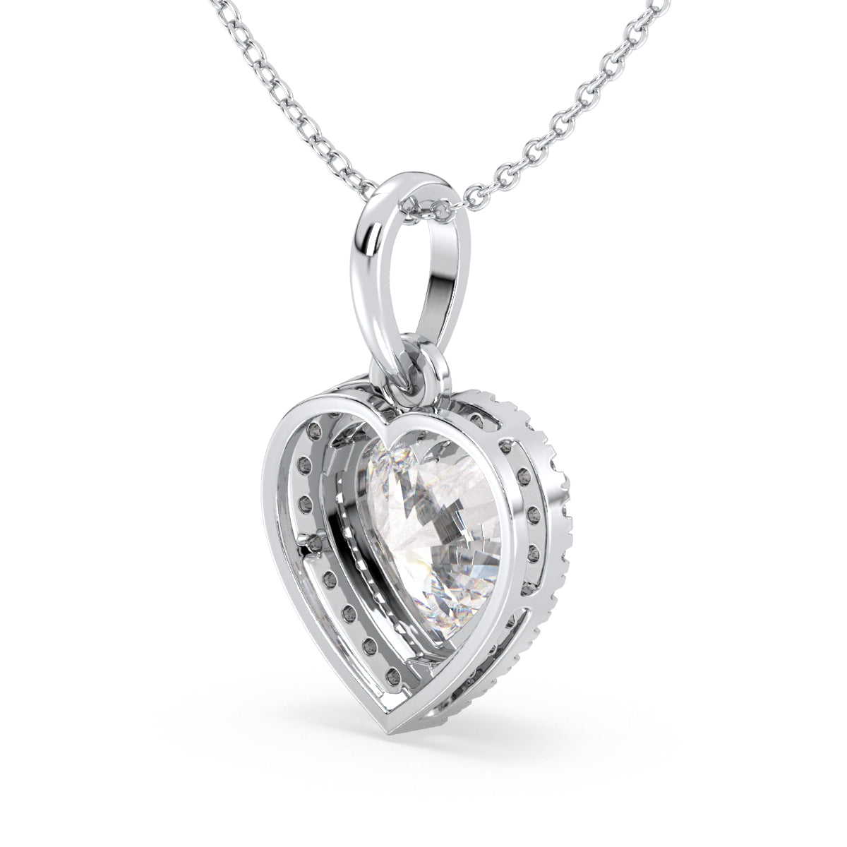 CLEMENCE HALO HEART CUT LAB GROWN DIAMOND SOLITAIRE LOVE VALENTINE PENDANT, GOLD