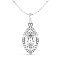 LILETTA HALO MARQUISE CUT LAB GROWN DIAMOND SOLITAIRE CLASSY PENDANT, GOLD