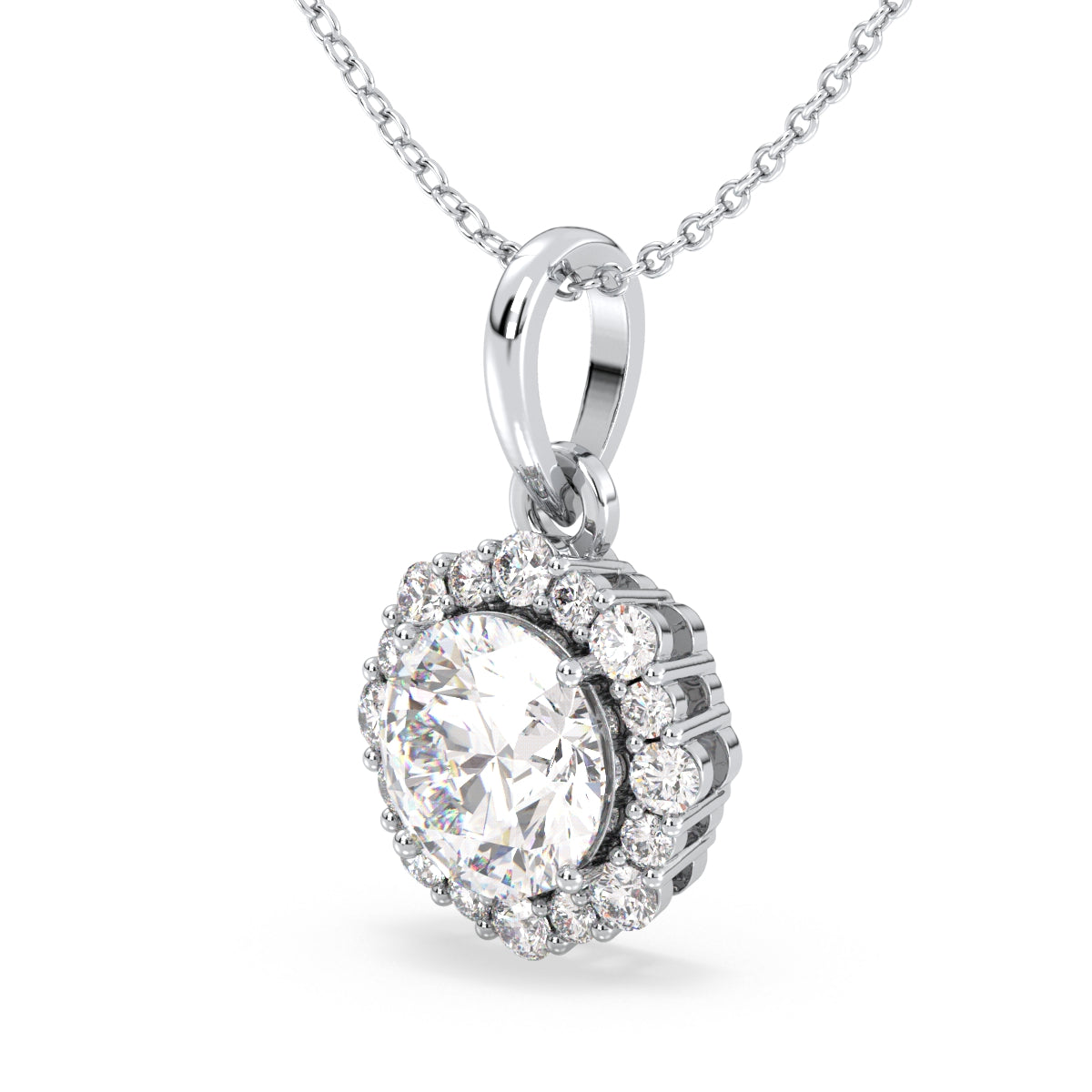 CLARETTE EXQUISITE GEOMETRIC ROUND CUT LAB GROWN DIAMOND PENDANT, GOLD