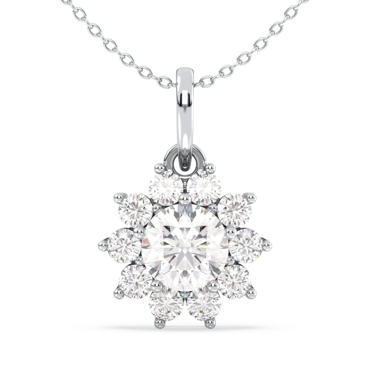 CLARETTE SNOWFLAKE ROUND CUT LAB GROWN DIAMOND PENDANT, GOLD